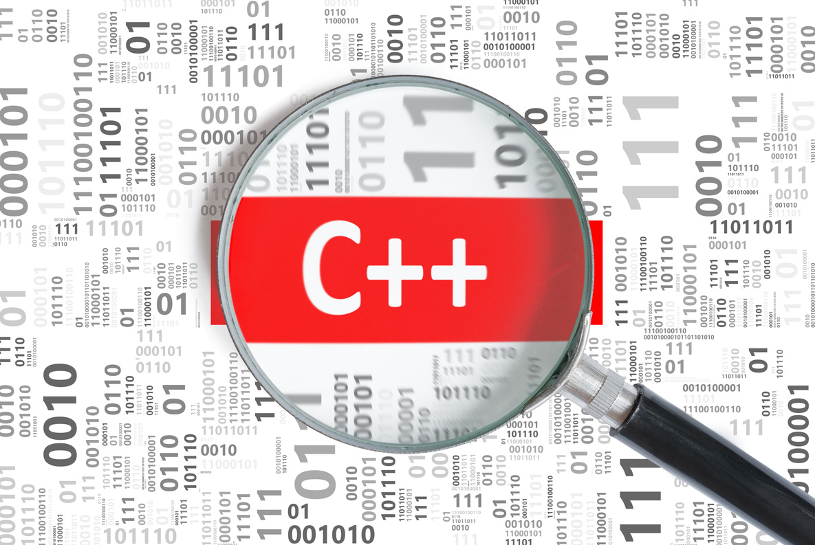 Software development concept. C++ (C plus plus) programming language